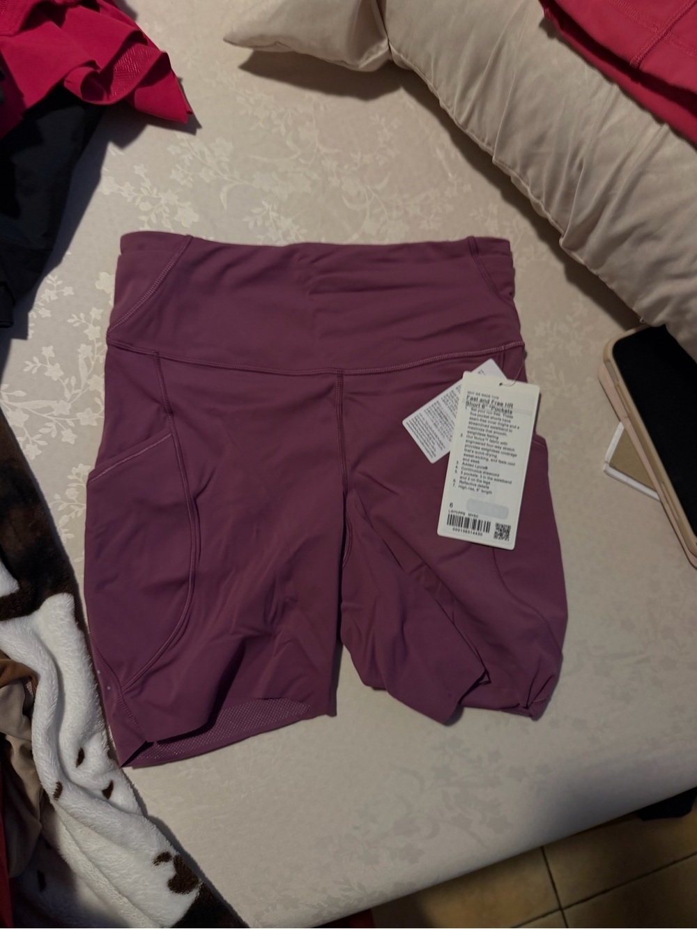 lululemon athletica mauve/purple high-waist bike shorts